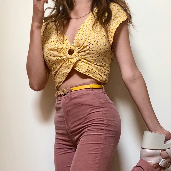 Free People Yellow Crop Top - Picture 3 of 5